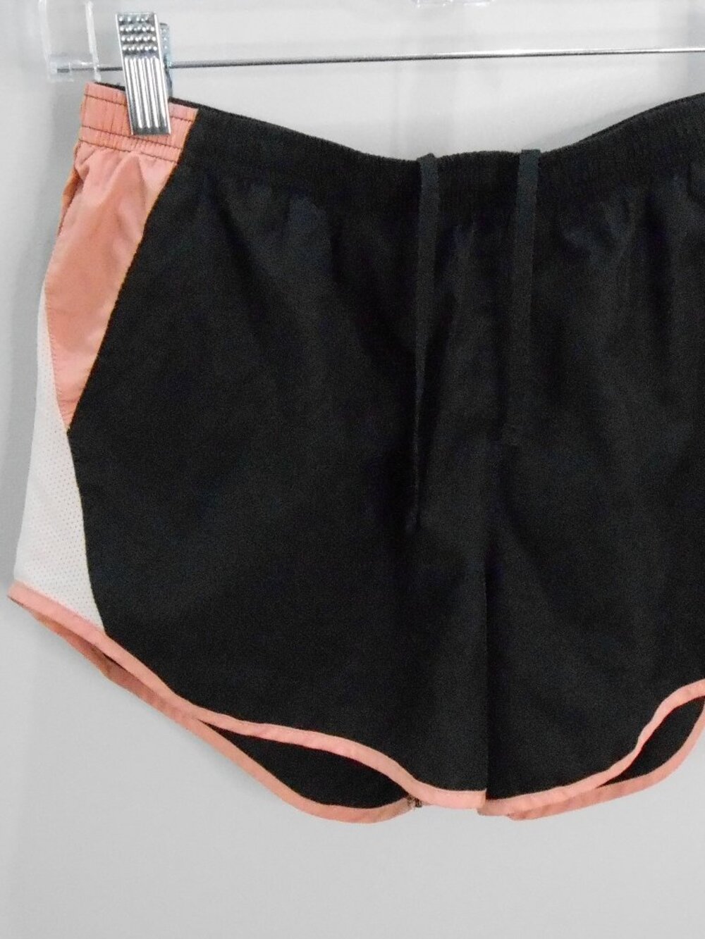 Nike Women's Dry-fit Black White Rose Pink Trim Athletic Running Shorts Size-Med